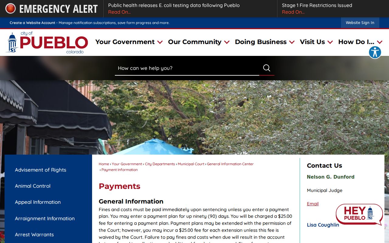 Pueblo County warrant payment methods