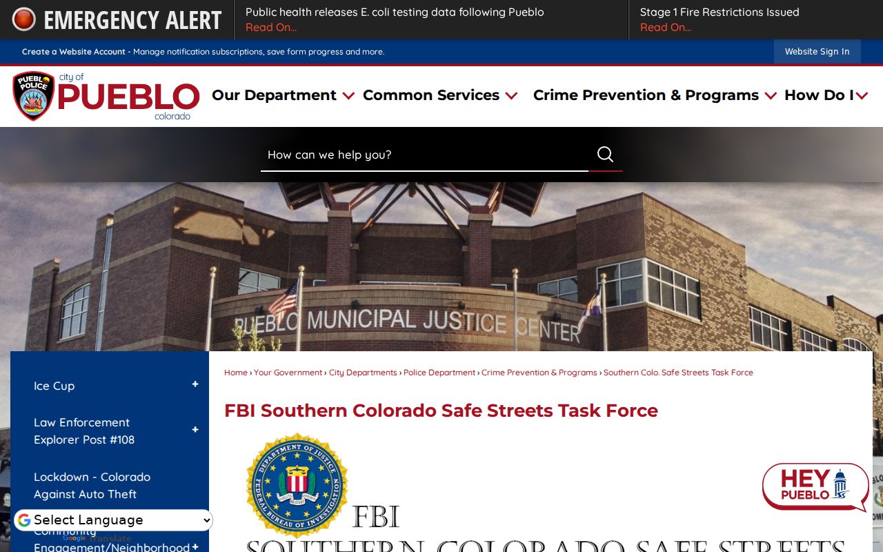 Official Southern Colorado Safe Streets Task Force partnership page