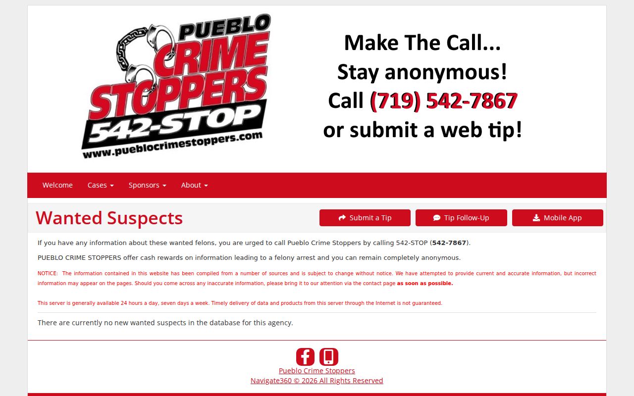 Official City of Pueblo most-wanted program landing page